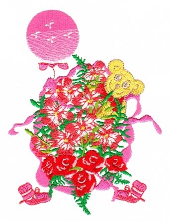 绣花植物花卉色彩红色粉红色免费素材