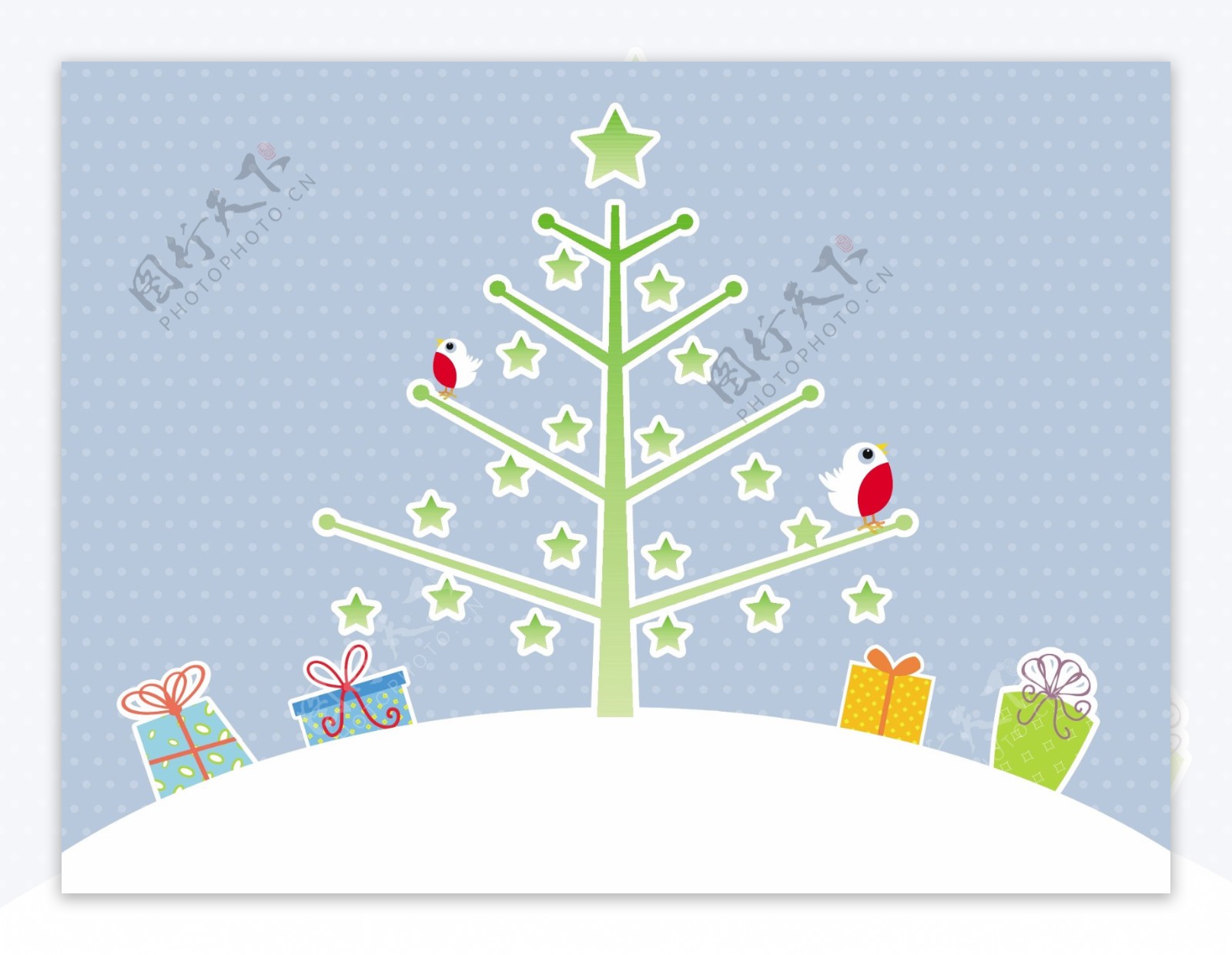 圣诞树和礼物背景