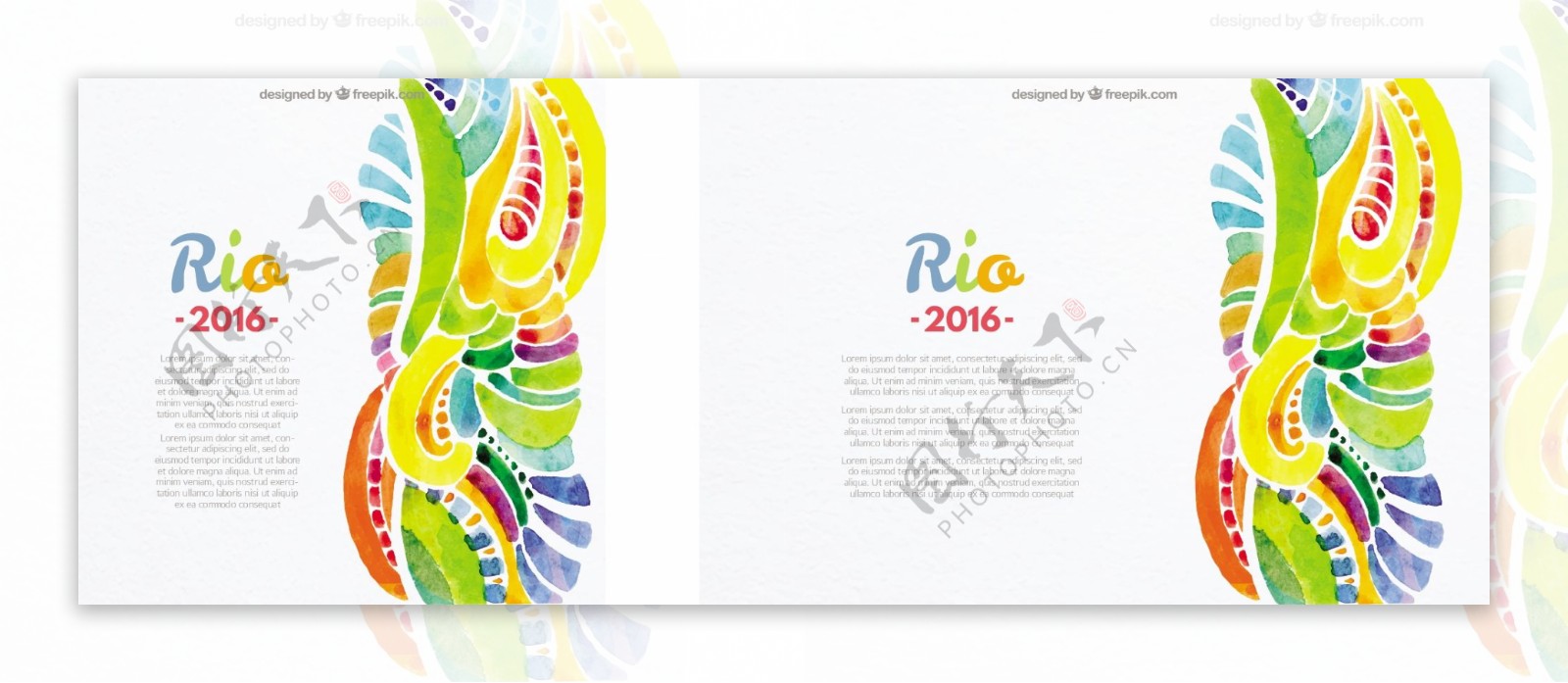 水彩抽象背景的里约奥运会2016矢量图