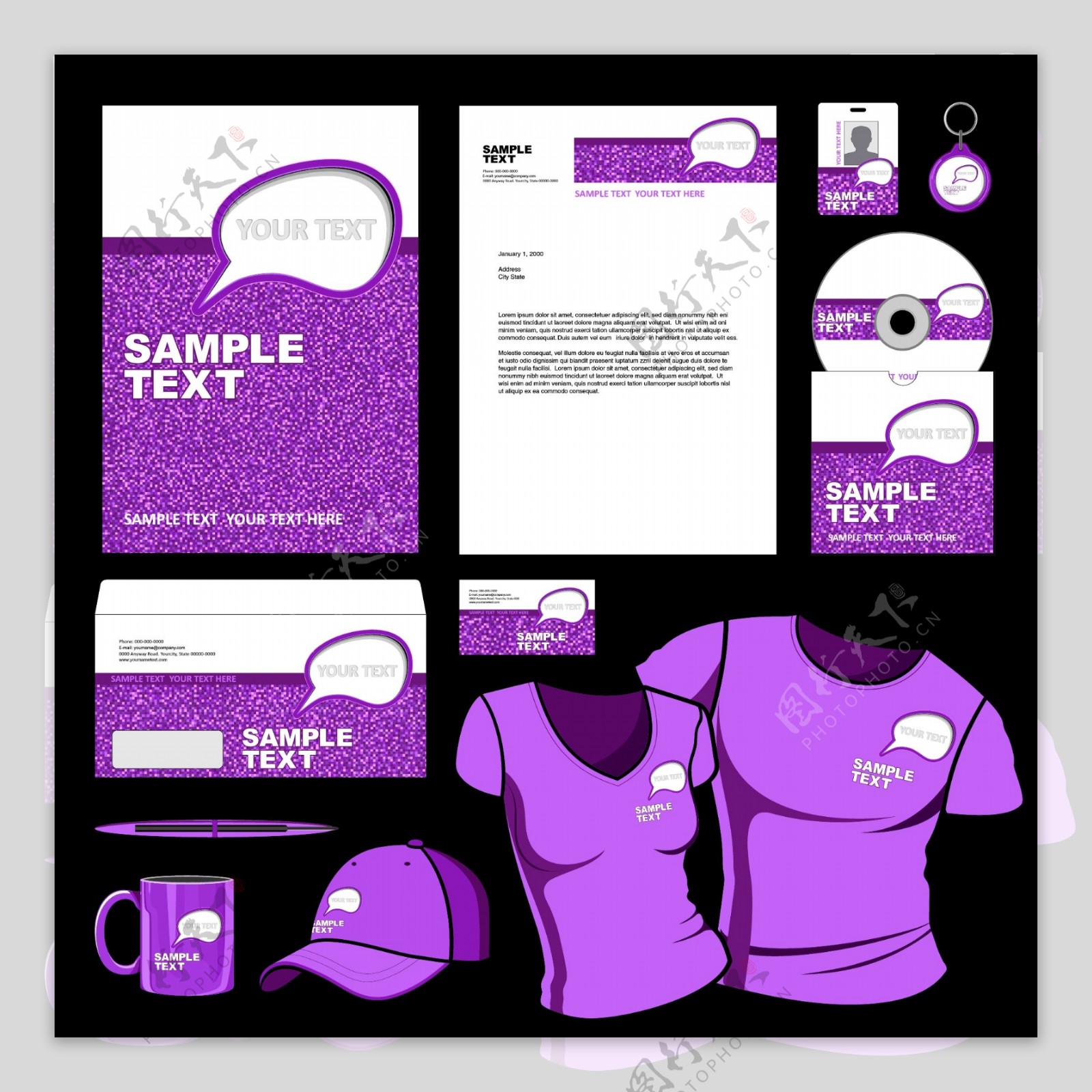 紫色企业标识应用矢量素材