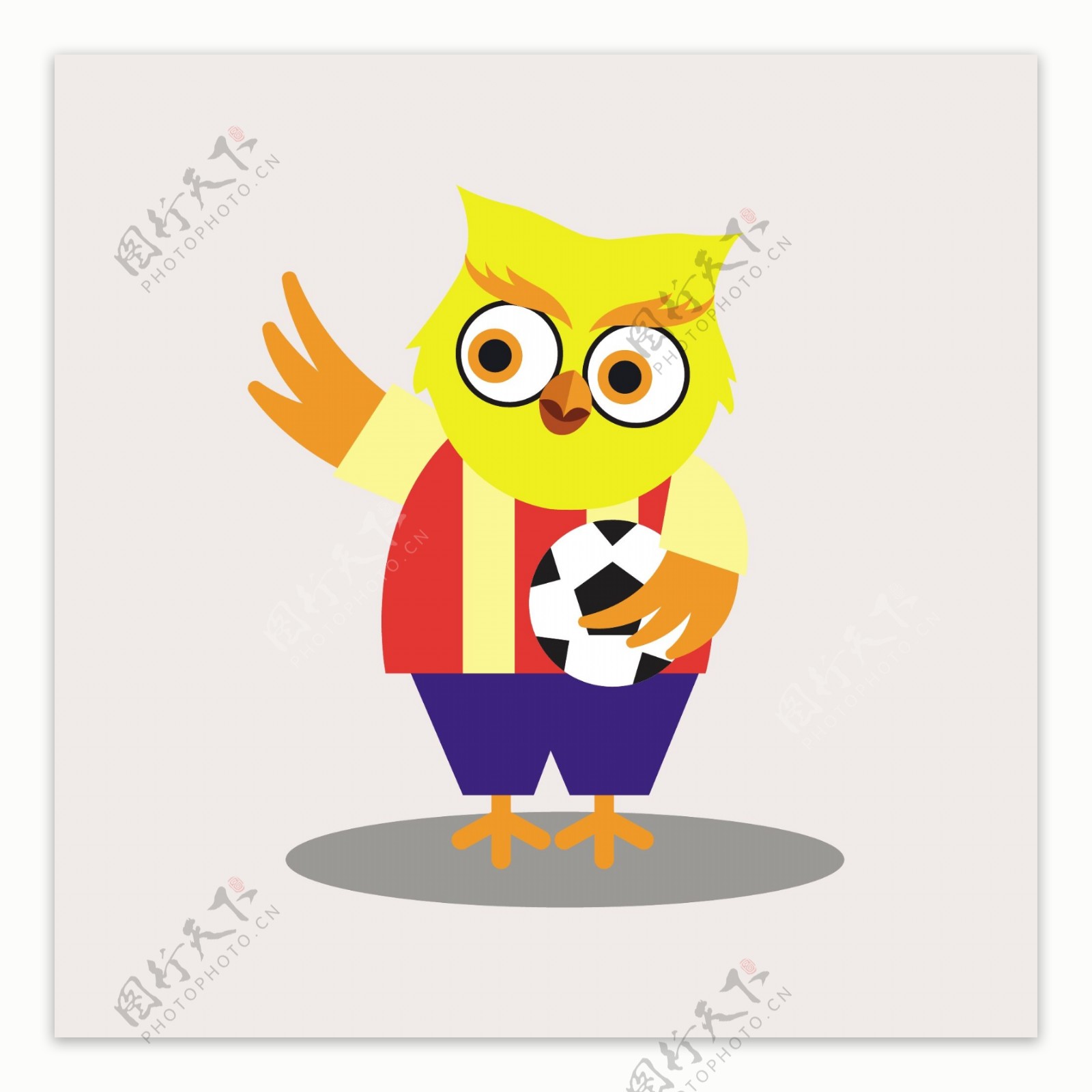 猫头鹰卡通角色可爱足球运动员