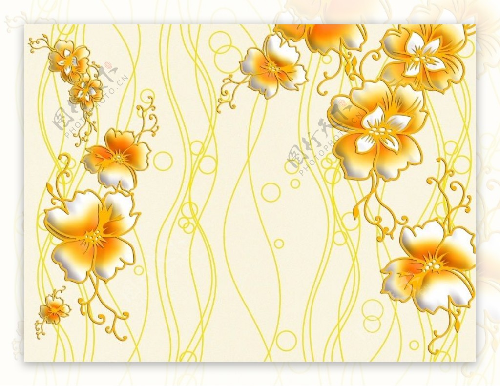 黄金花朵背景墙