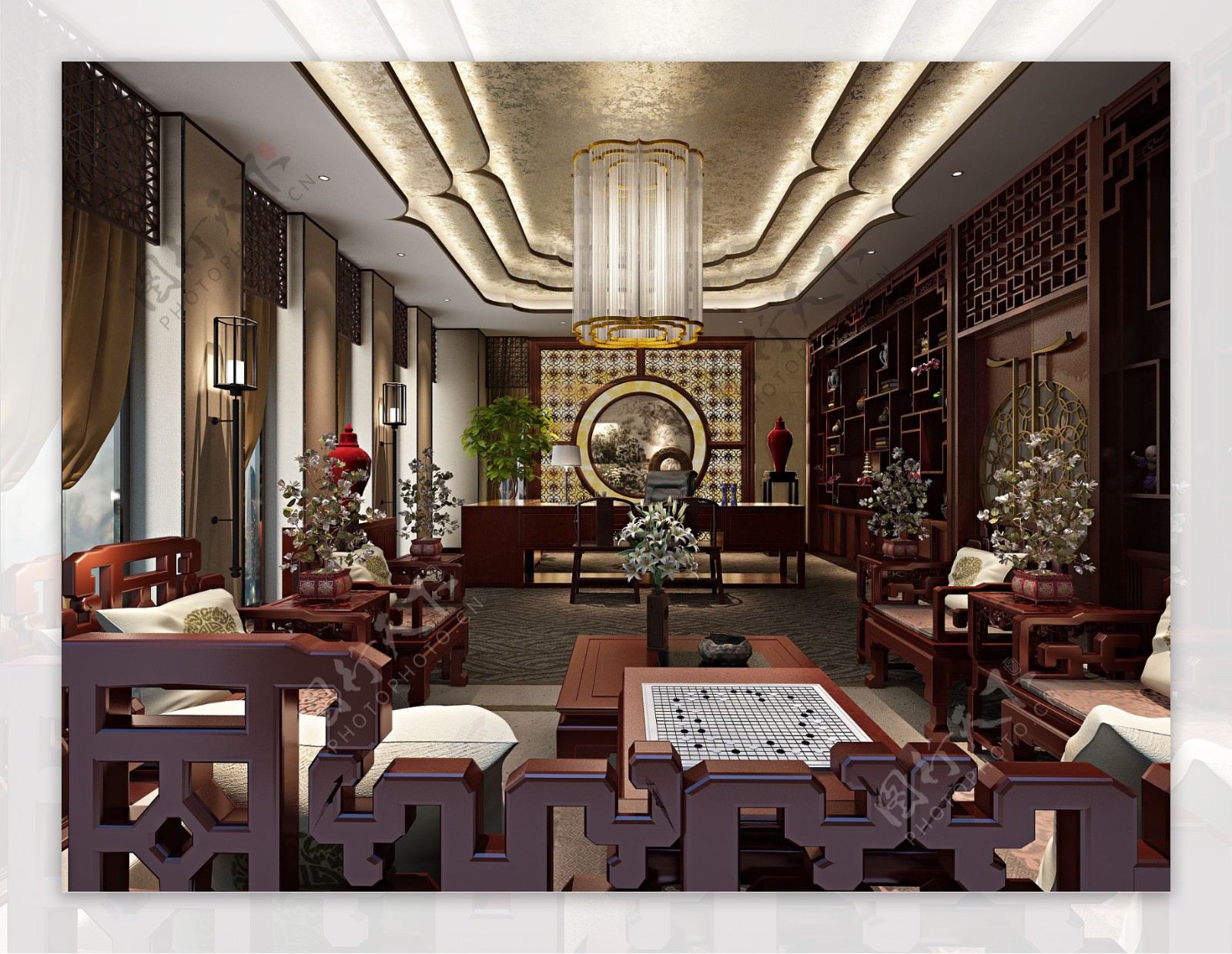 中式禅意风格客厅装修效果图