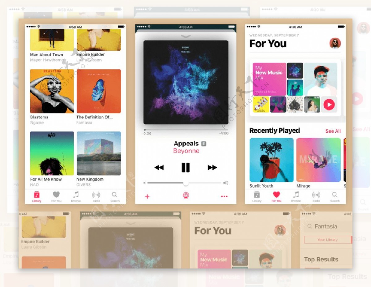 AppleMusic应用界面Sketch素材