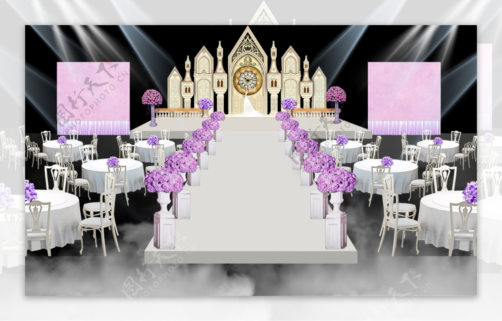 紫色城堡婚礼效果图
