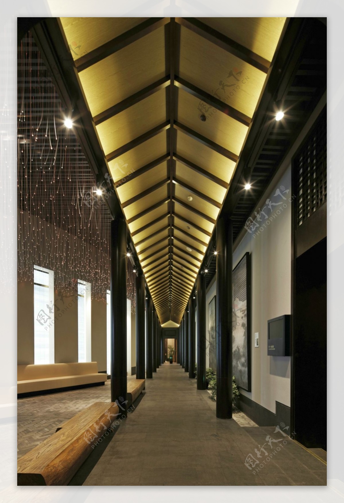 精致风室内设计走廊吊顶装修效果图JPG源文件