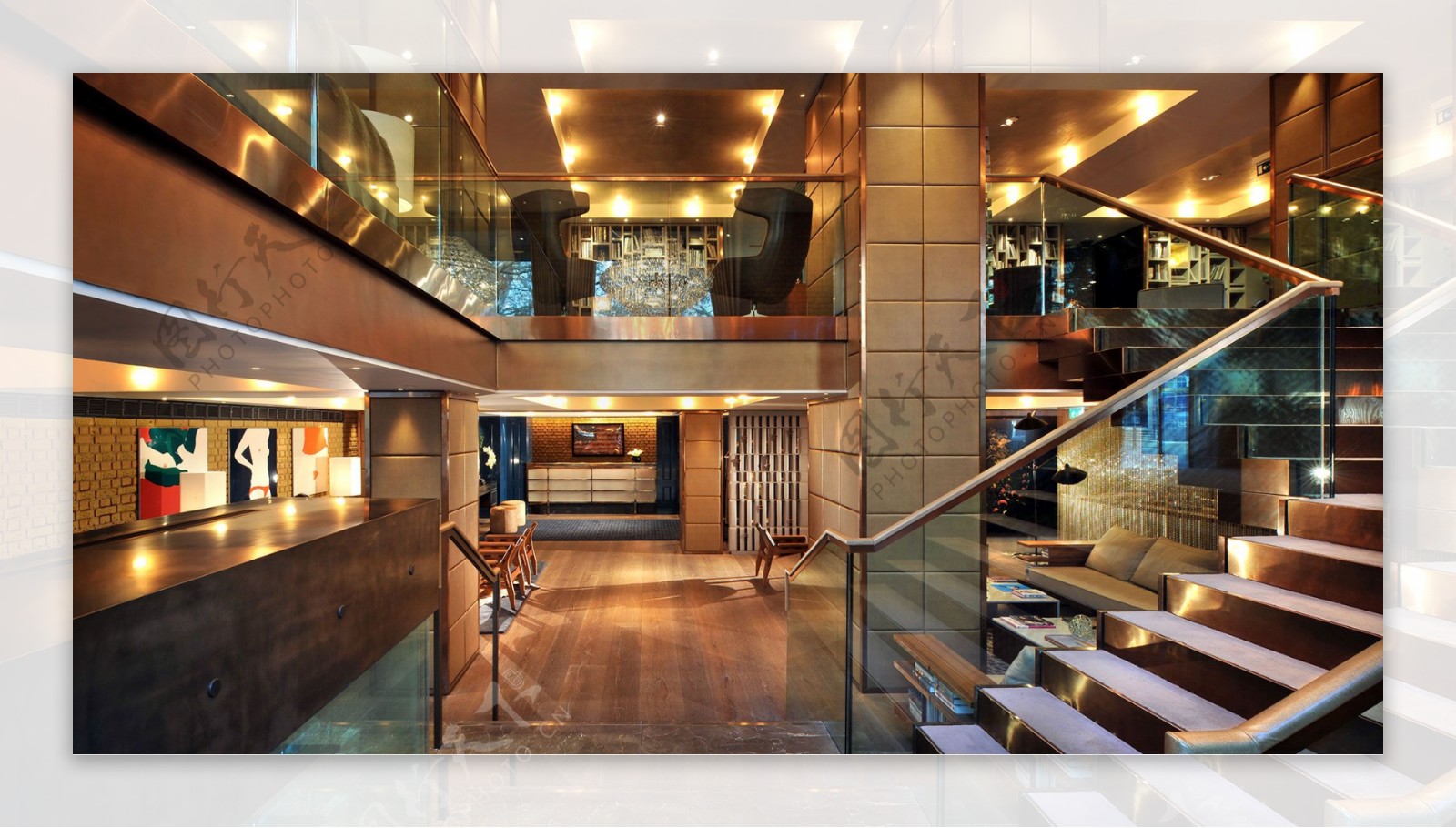 美式经典轻奢复式酒店楼楼梯装修效果图