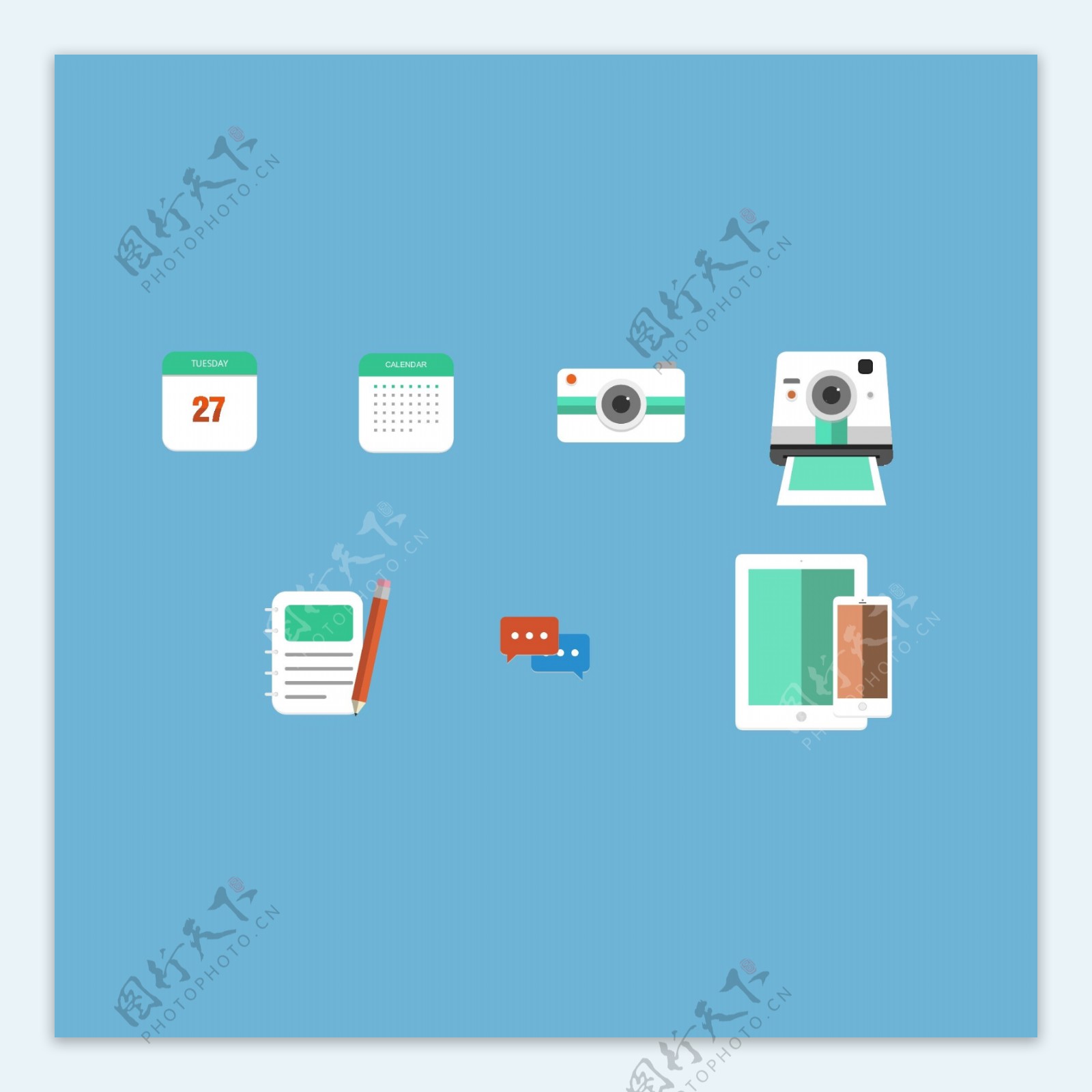 网页UI扁平彩色icon图标设计