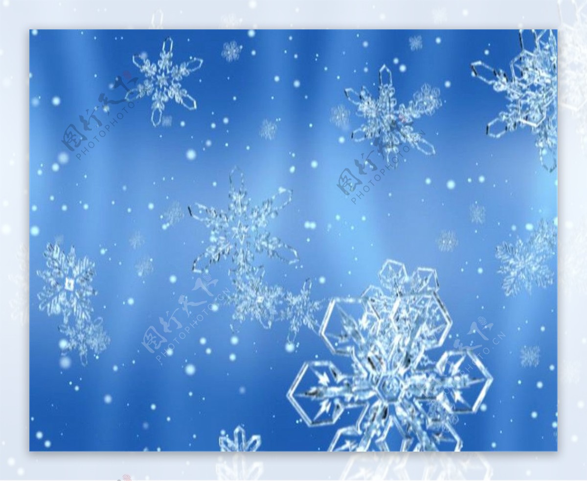 清新蓝白圣诞节雪花背景素材