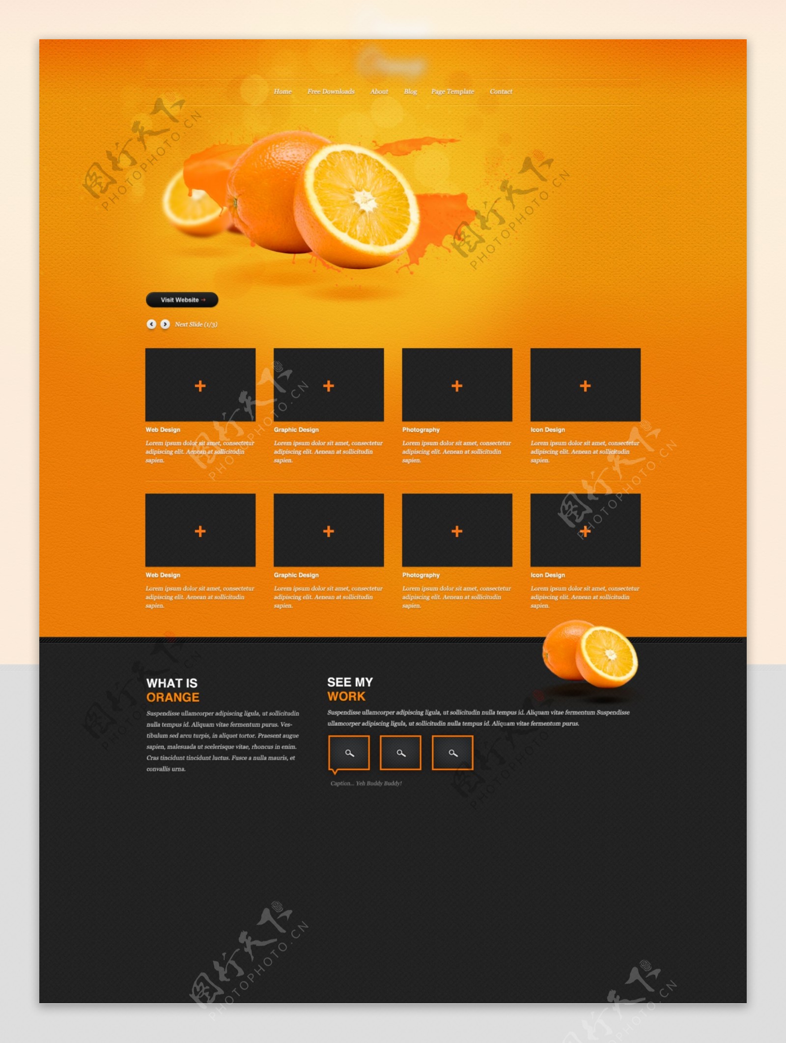 橙色水果果汁网站模板设计