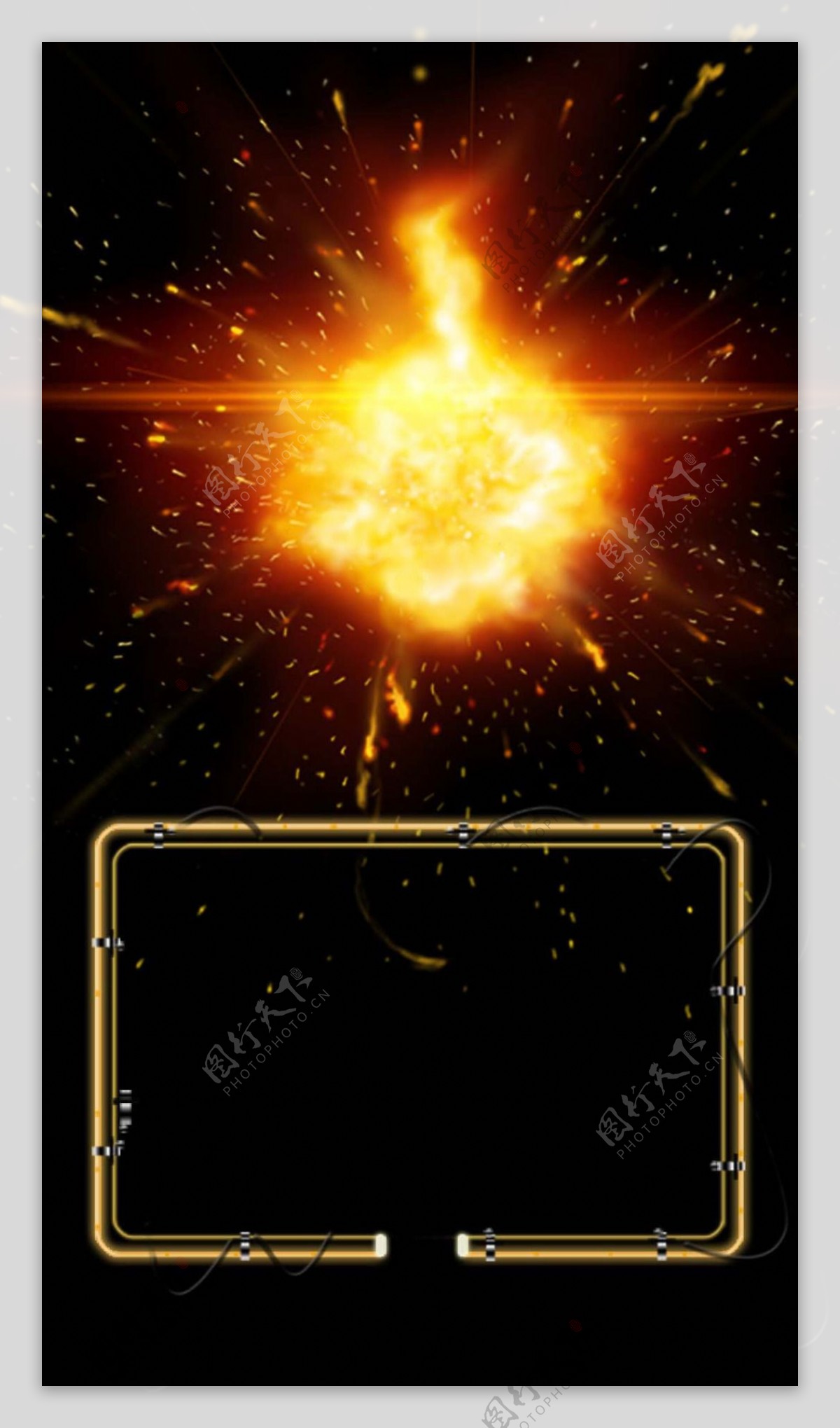 金色方框火焰H5背景素材