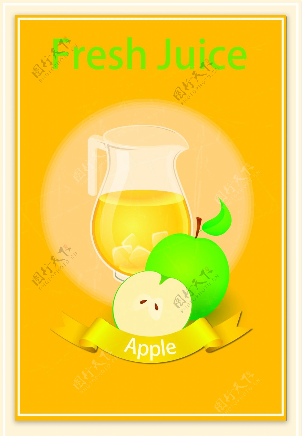 新鲜苹果水果榨汁海报背景素材