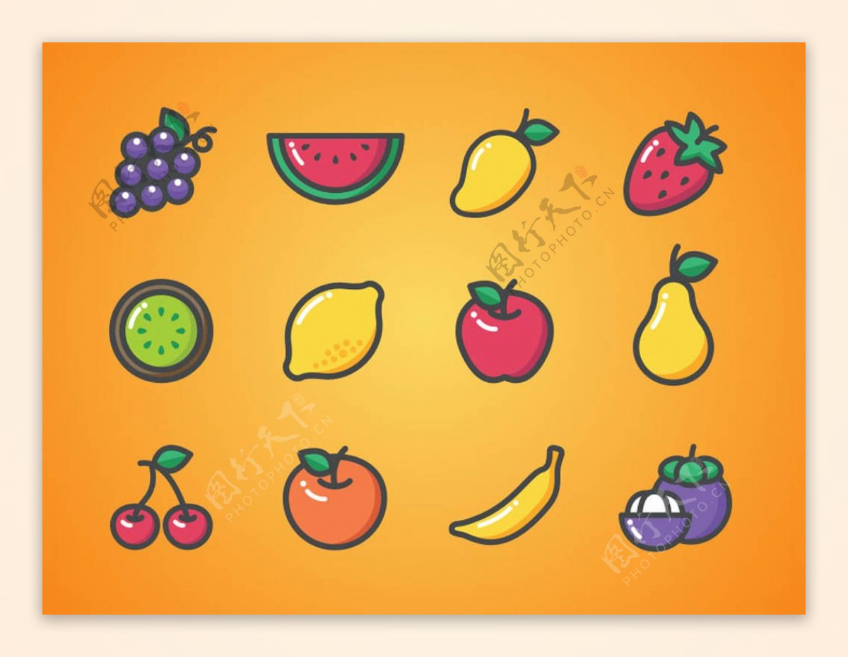 12个水果icon图标sketch素材