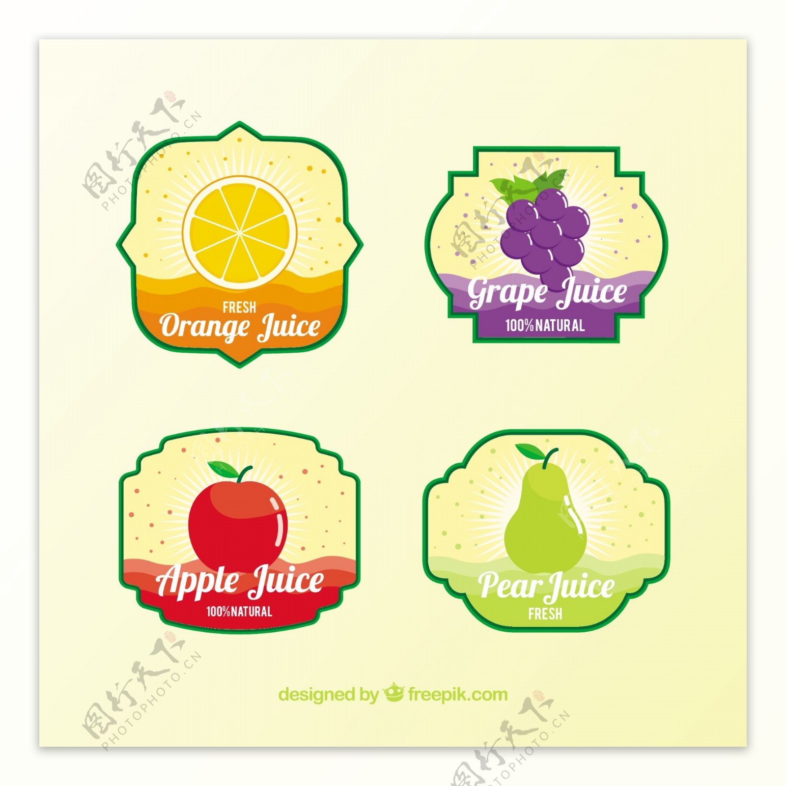 平板设计中的几种果汁标签