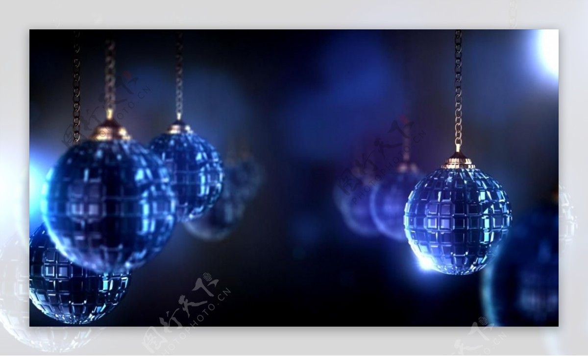 蓝色玻璃球装饰视频背景素材