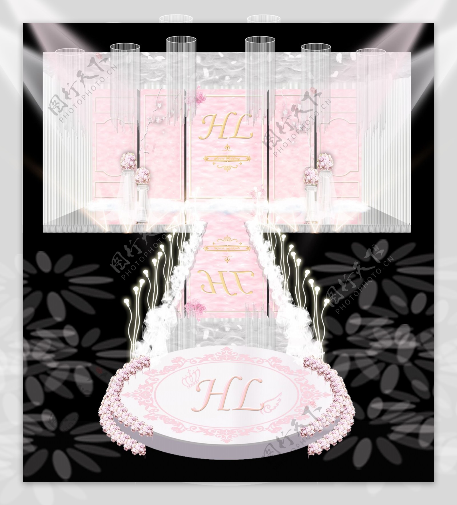 粉色婚礼婚庆舞台设计图片素材-编号22689737-图行天下