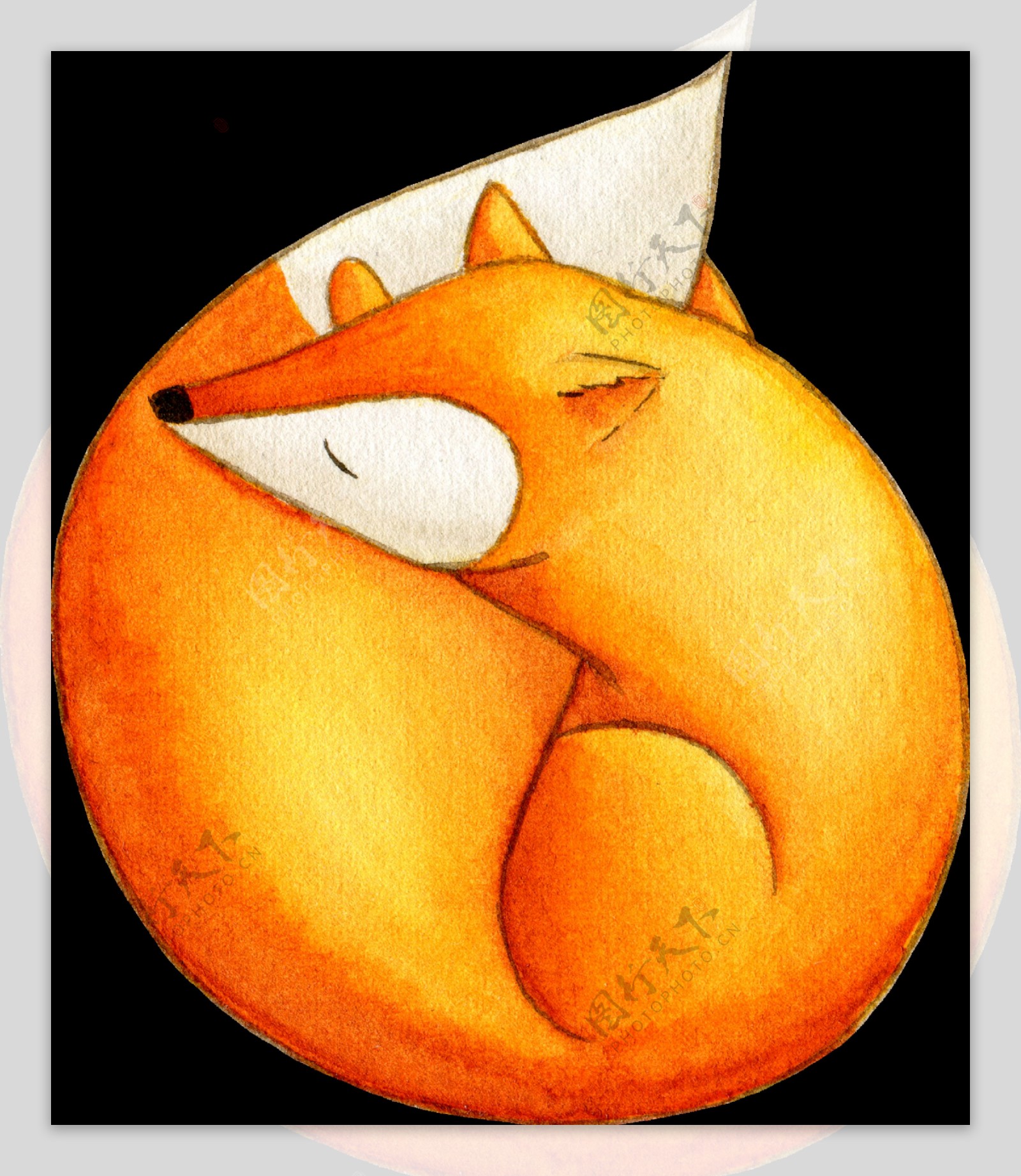 休息狐狸透明装饰素材