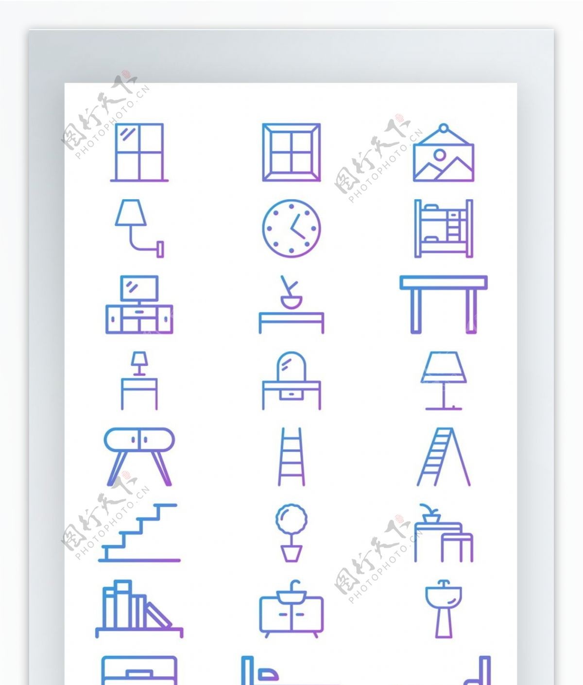 线性工作生活图标矢量AI素材icon