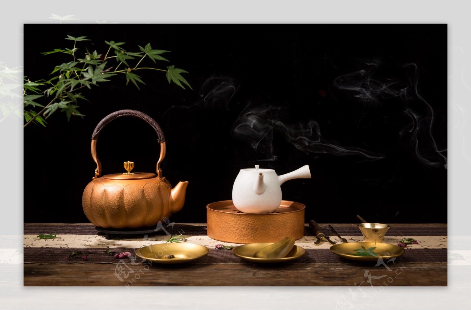 茶器铜壶静物摄影
