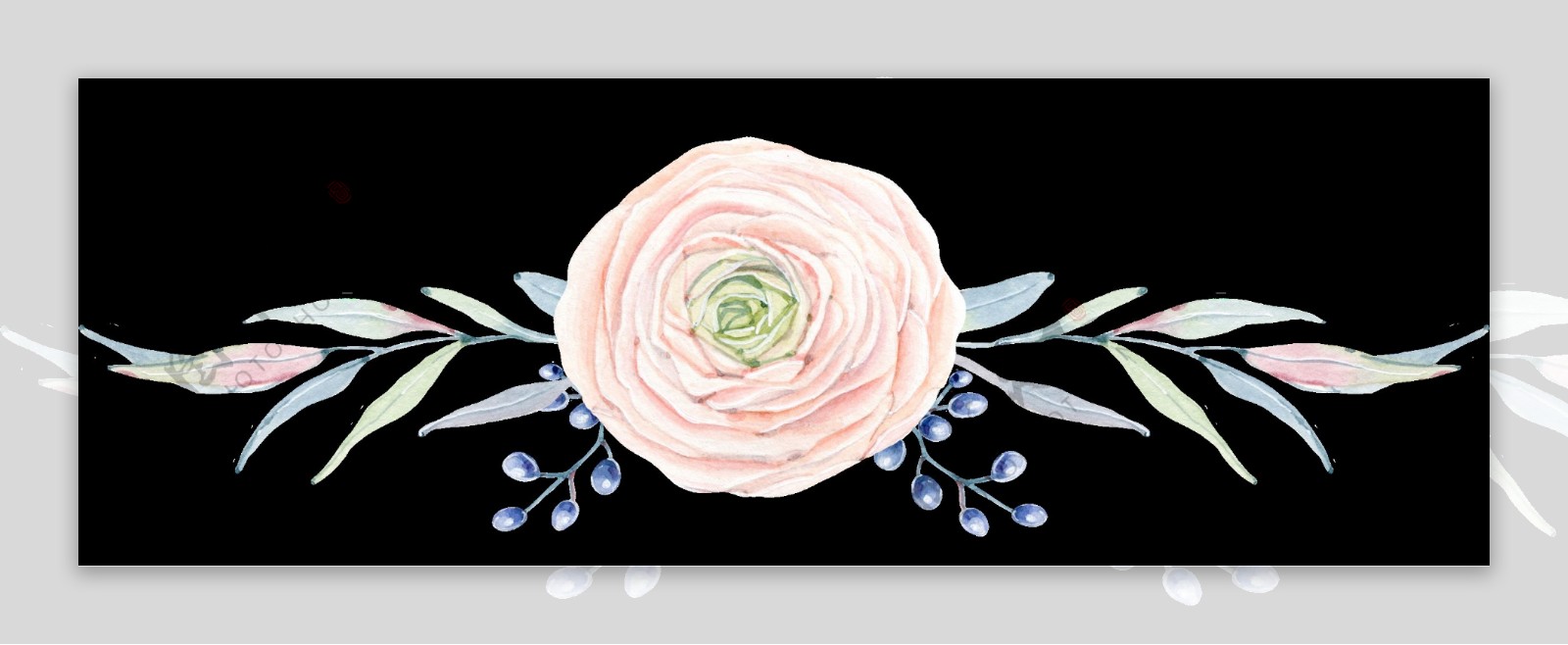 手绘粉色玫瑰花透明装饰图案