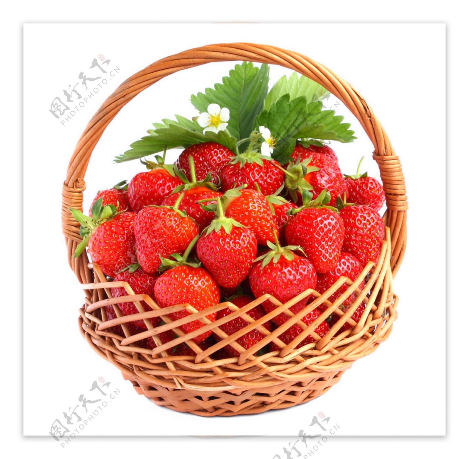 水果草莓竹篮绿色果实食物
