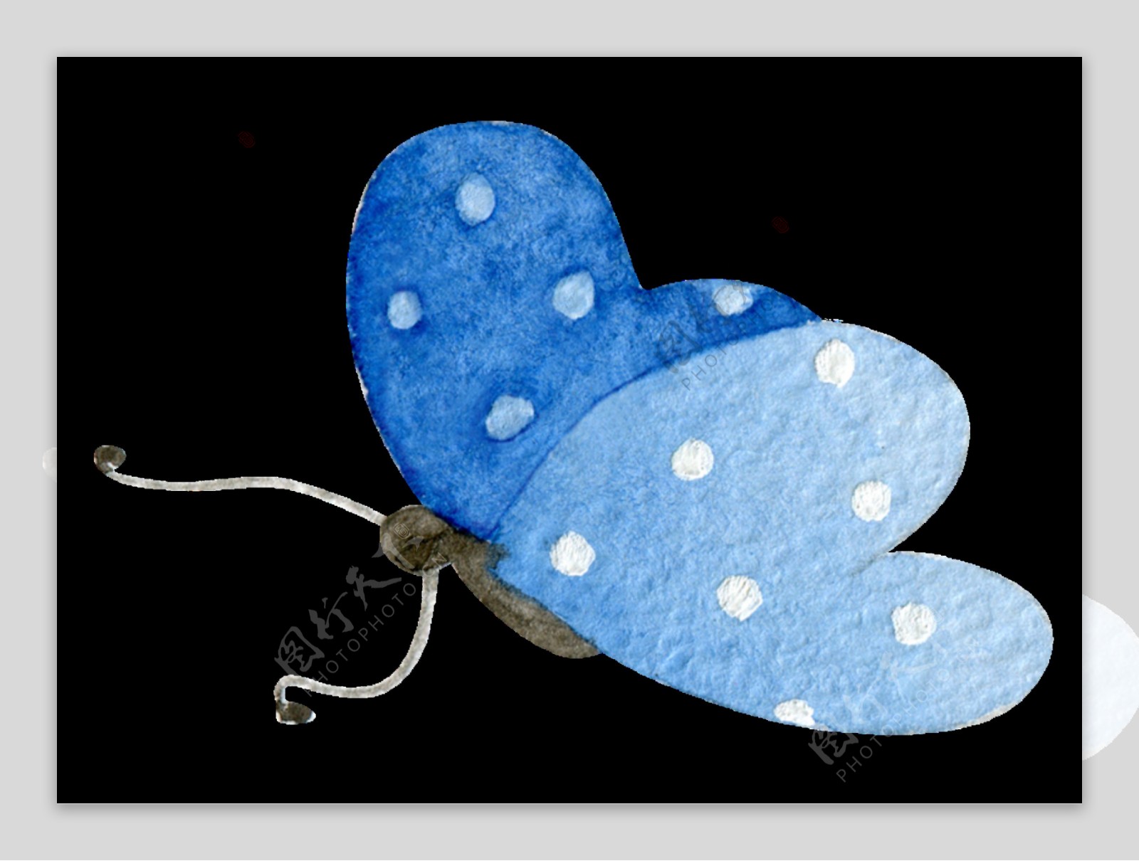 手绘心形翅膀蝴蝶透明装饰图案