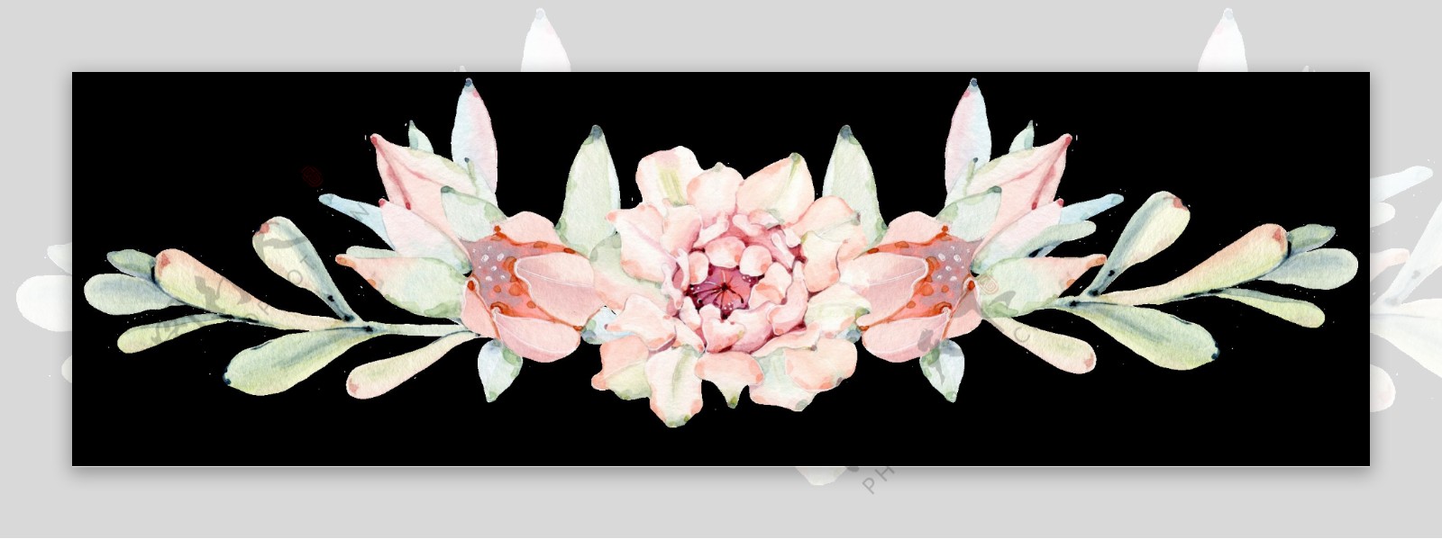 水彩花卉透明装饰图案