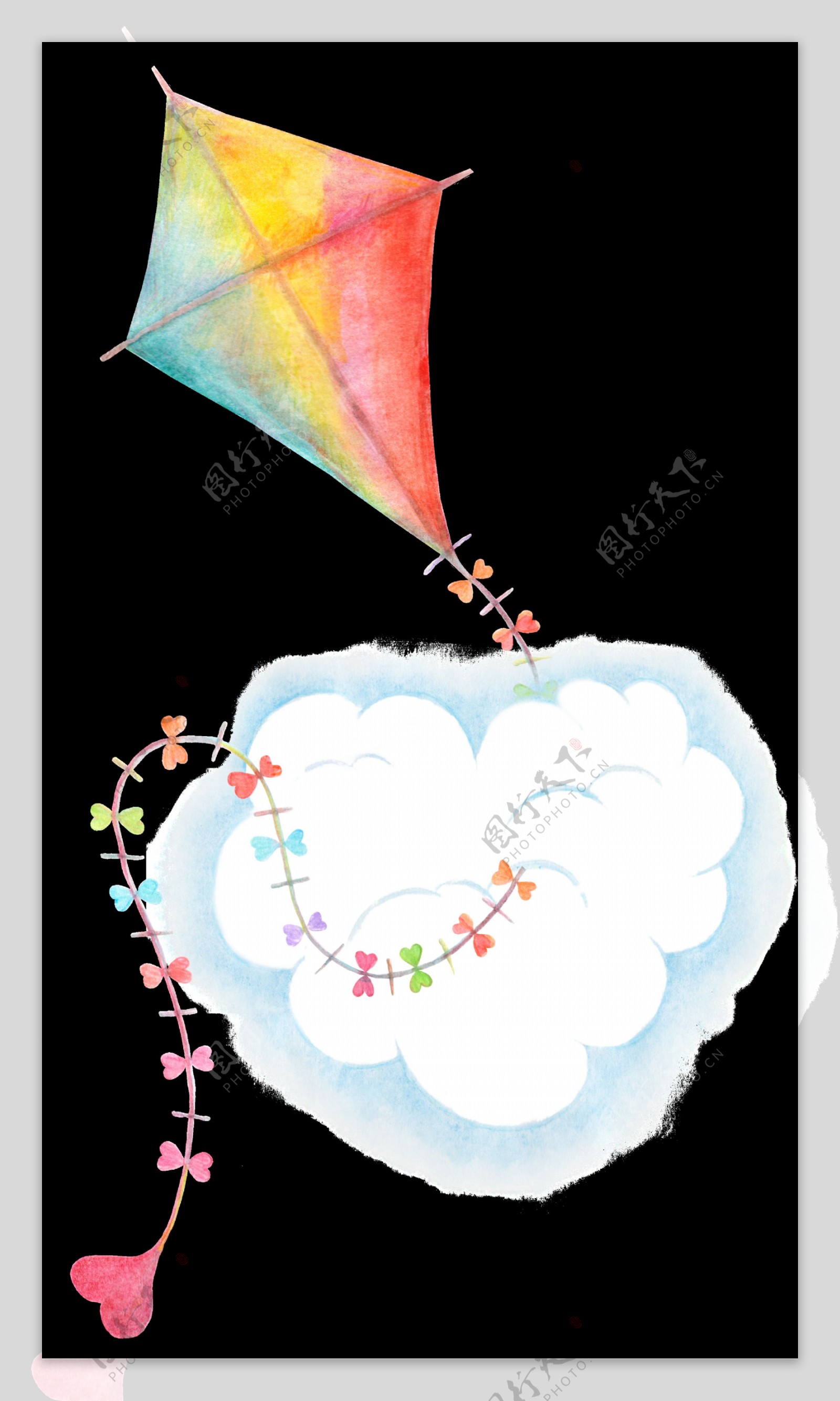 放飞风筝透明装饰图案