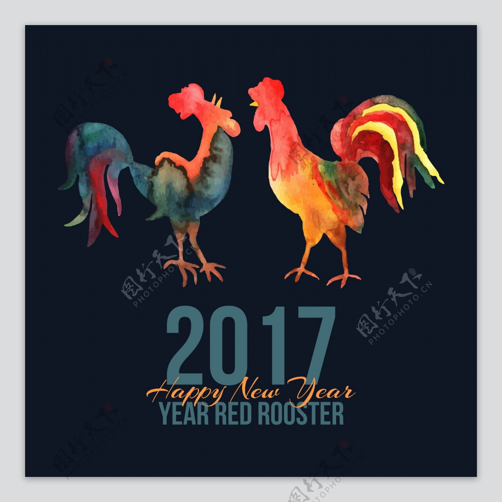 创意时尚2017鸡年主题海报EPS素材