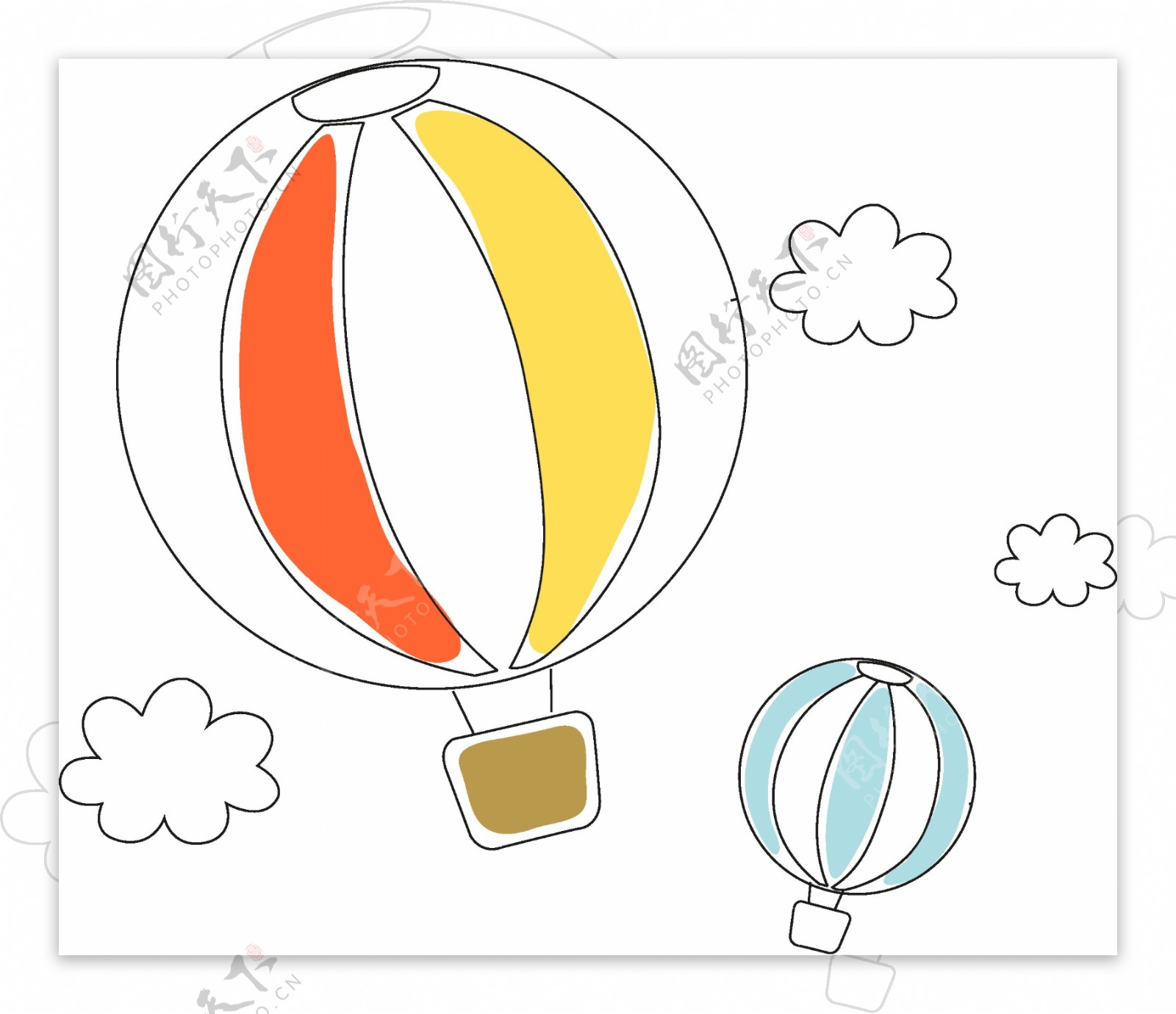 卡通热气球png元素素材