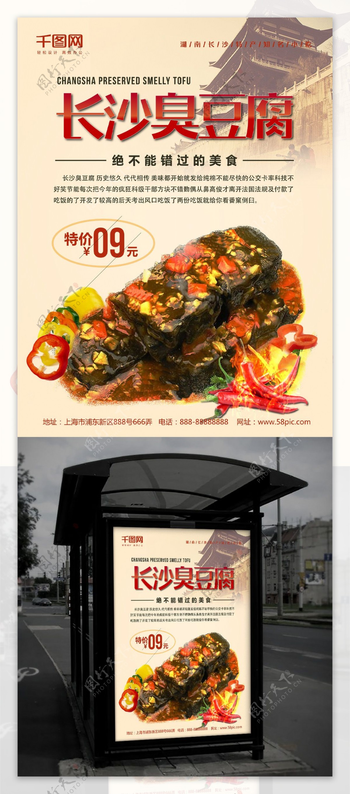 湖南长沙特产臭豆腐促销海报