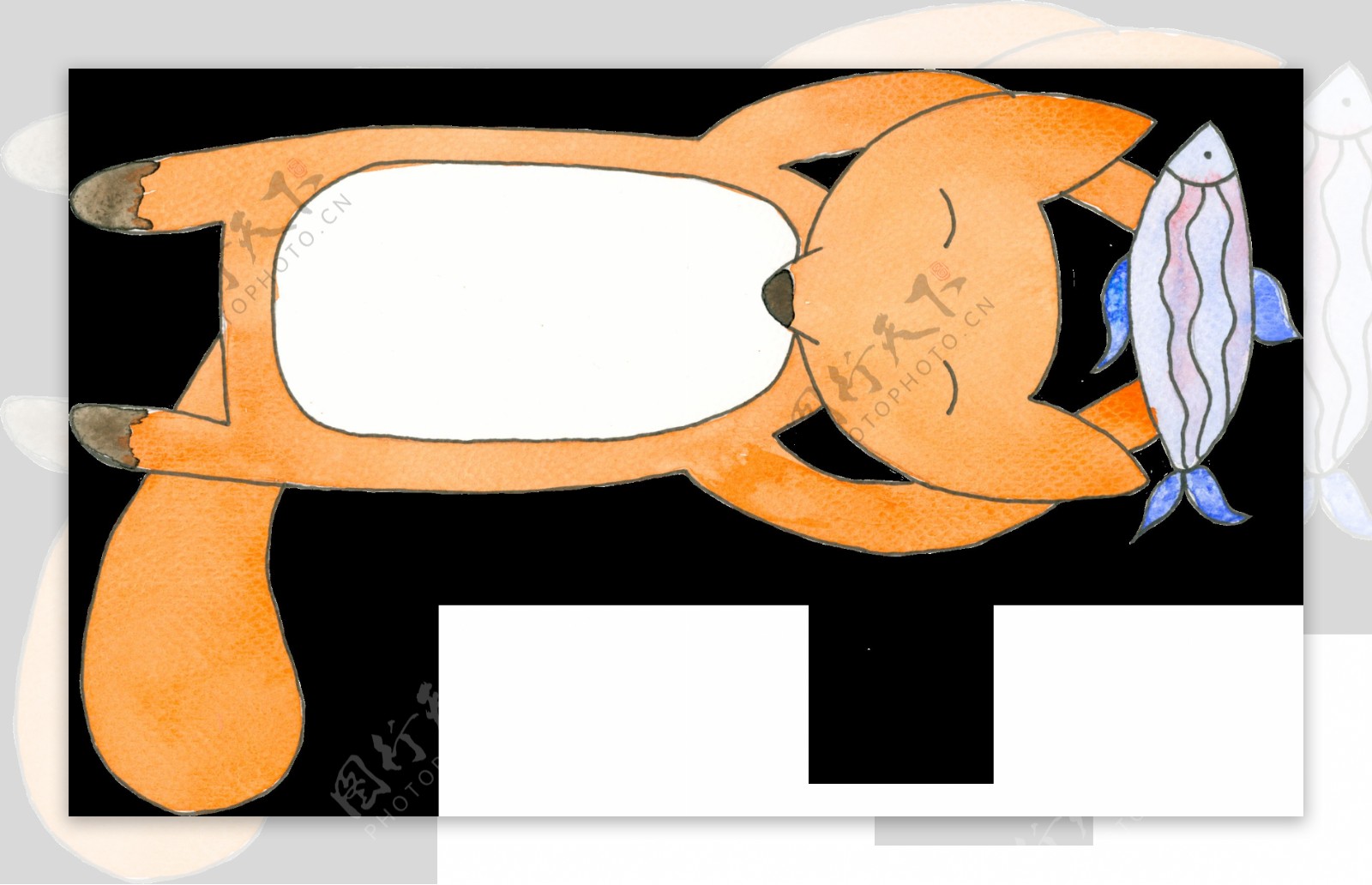 可爱吃饭狐狸卡通透明素材