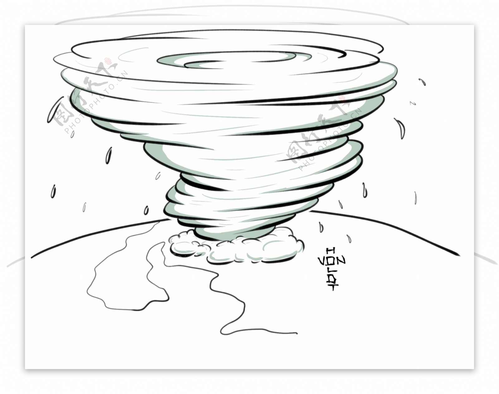 手绘素描龙卷风免抠png透明图层素材
