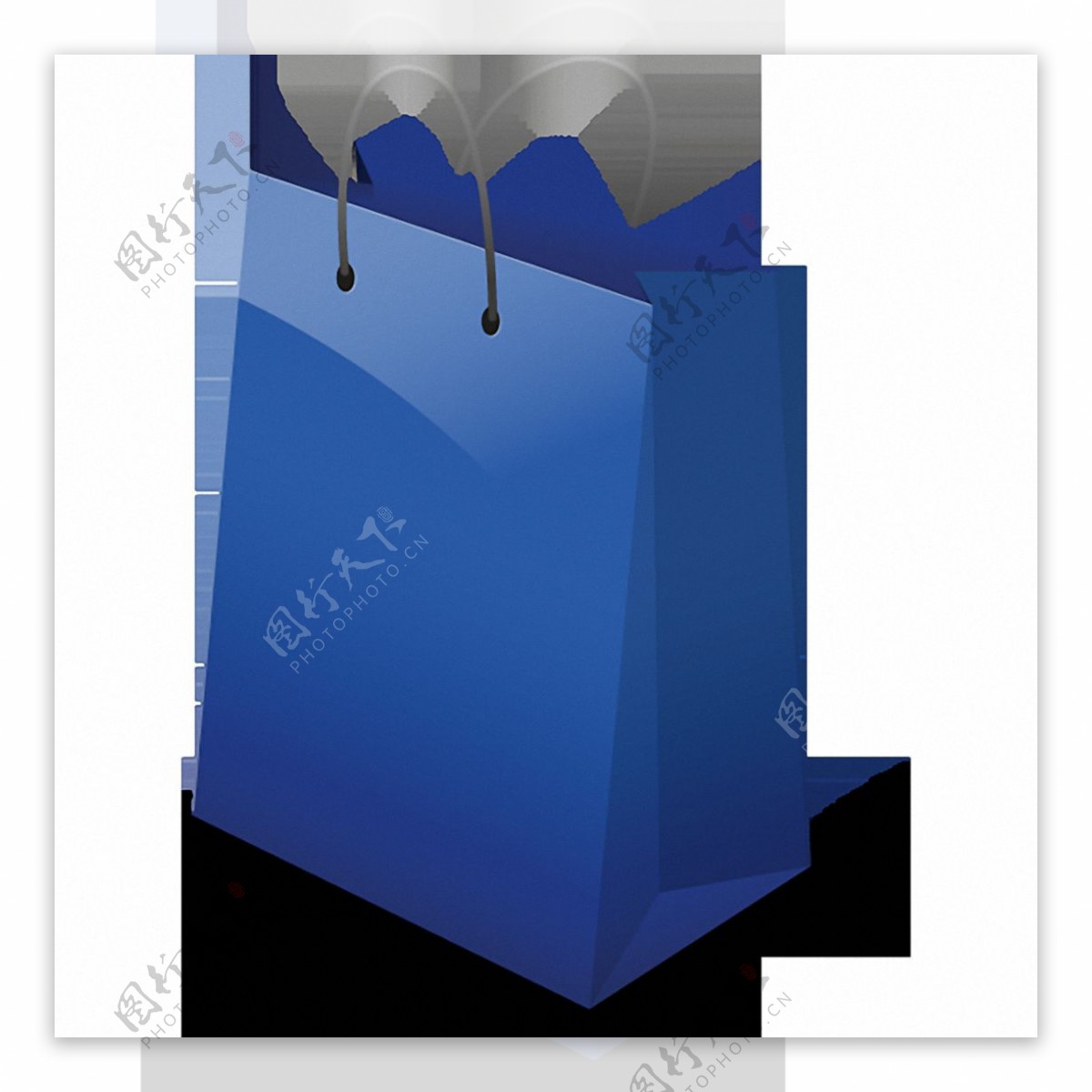 蓝色立体购物袋免抠png透明素材