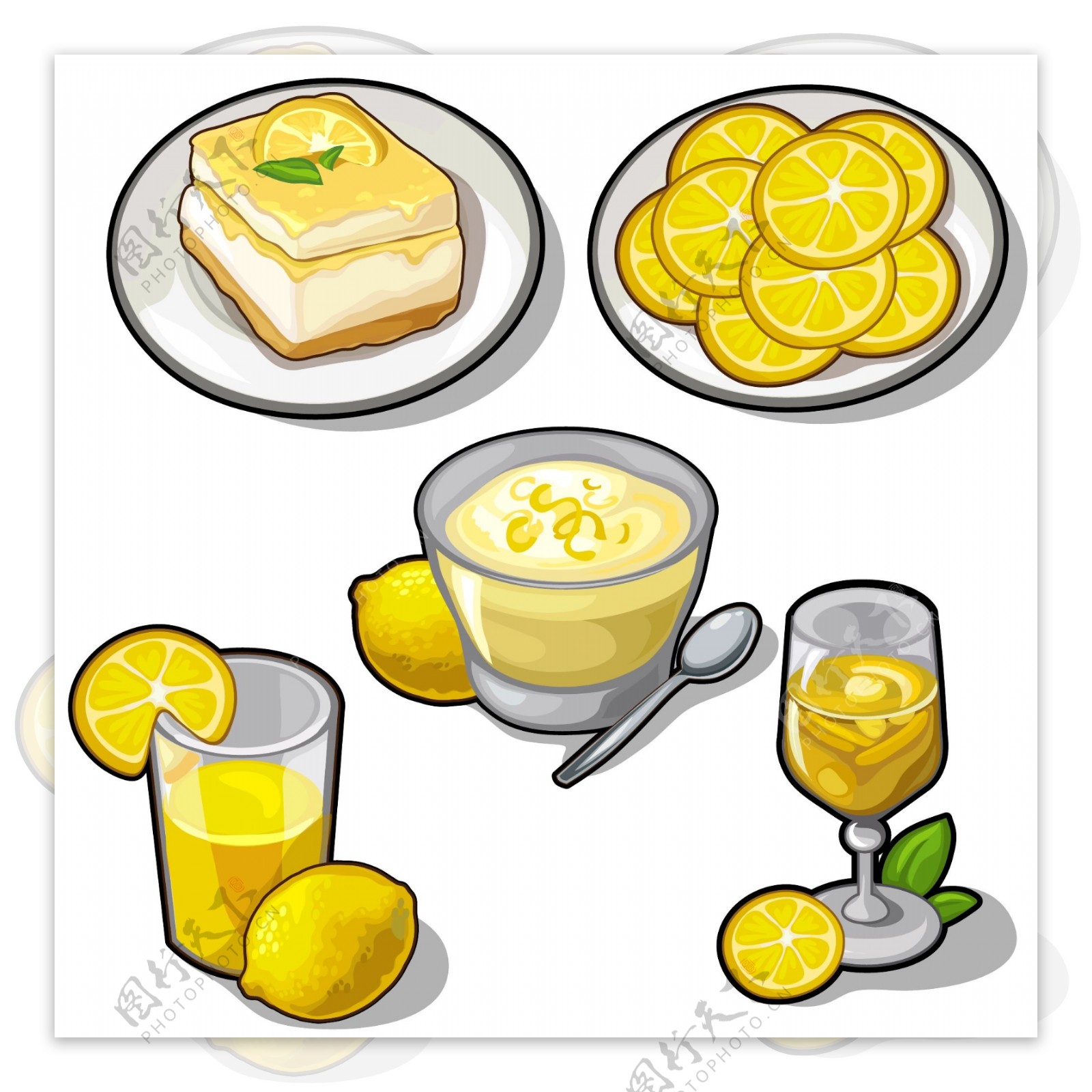 美味柠檬甜品插画