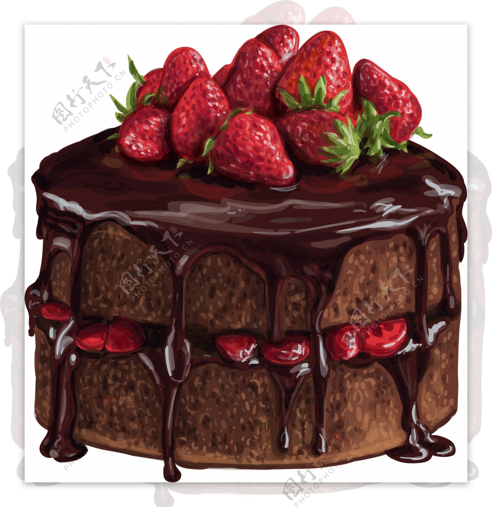 美味的草莓巧克力蛋糕