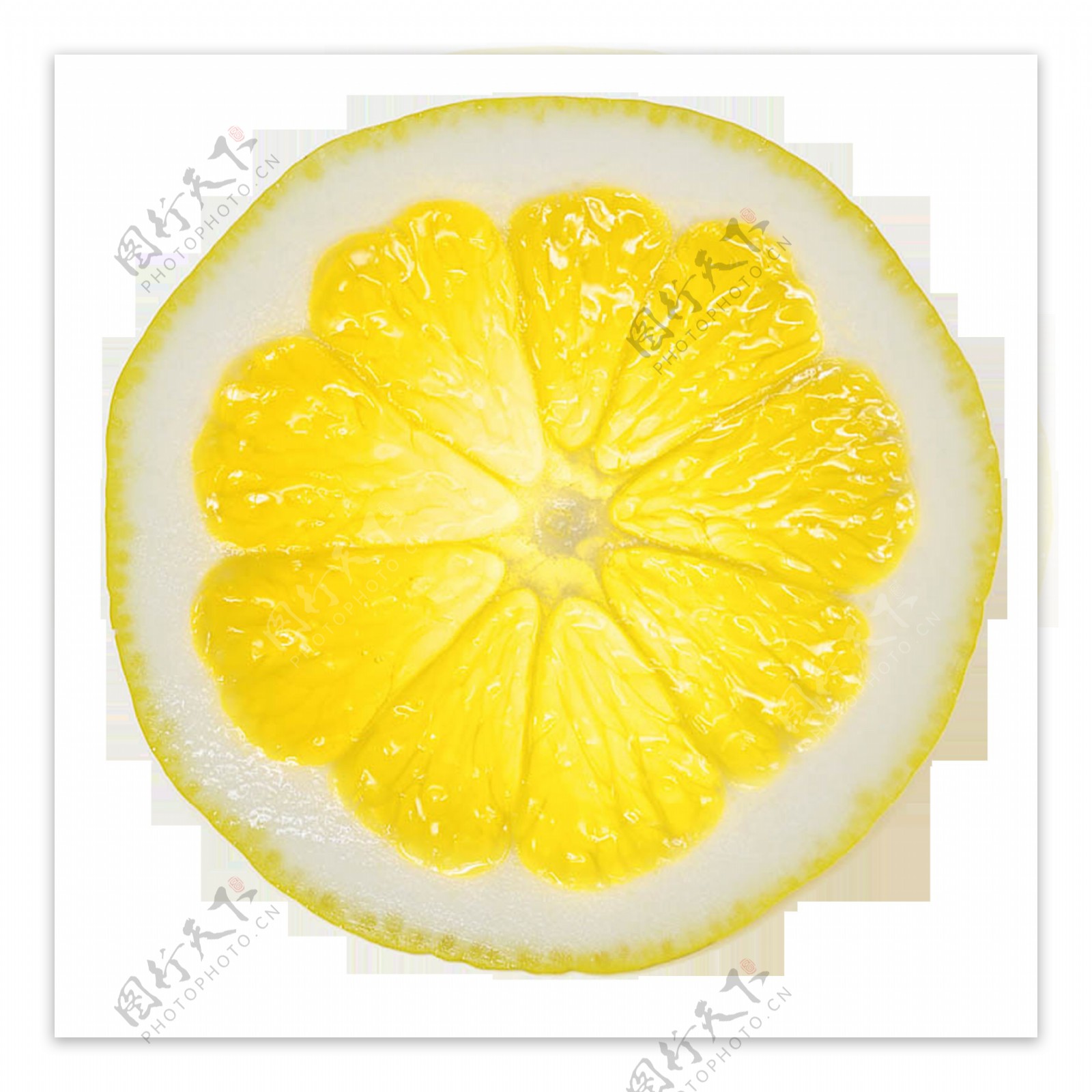 水彩柠檬片透明水果素材