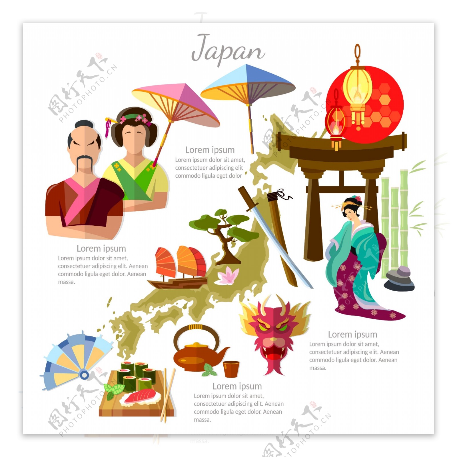 日本创意旅行插画