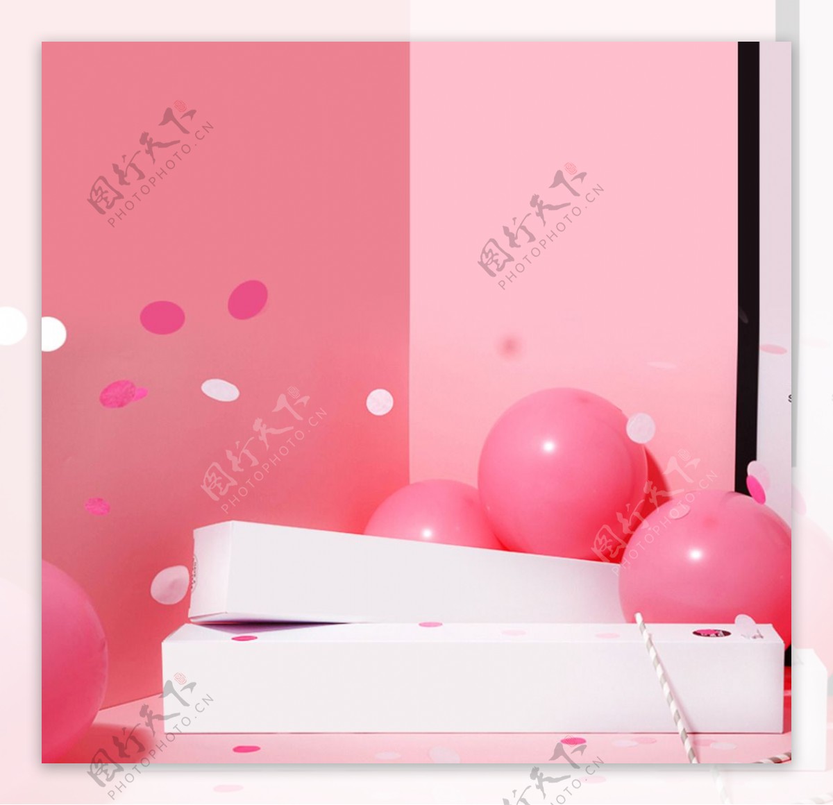 粉色气球空间创意素材背景