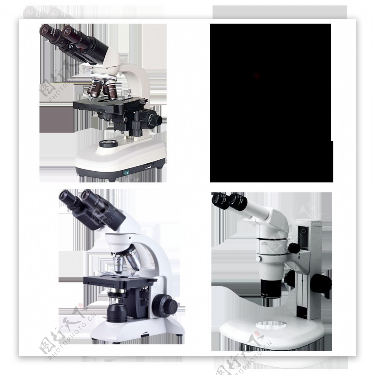 四个实验显微镜免抠png透明图层素材