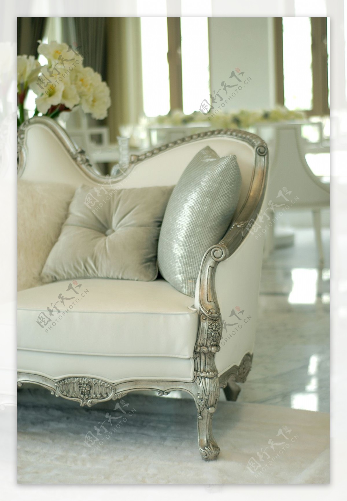 现代轻奢欧式风格玄关椅子高清图片素材