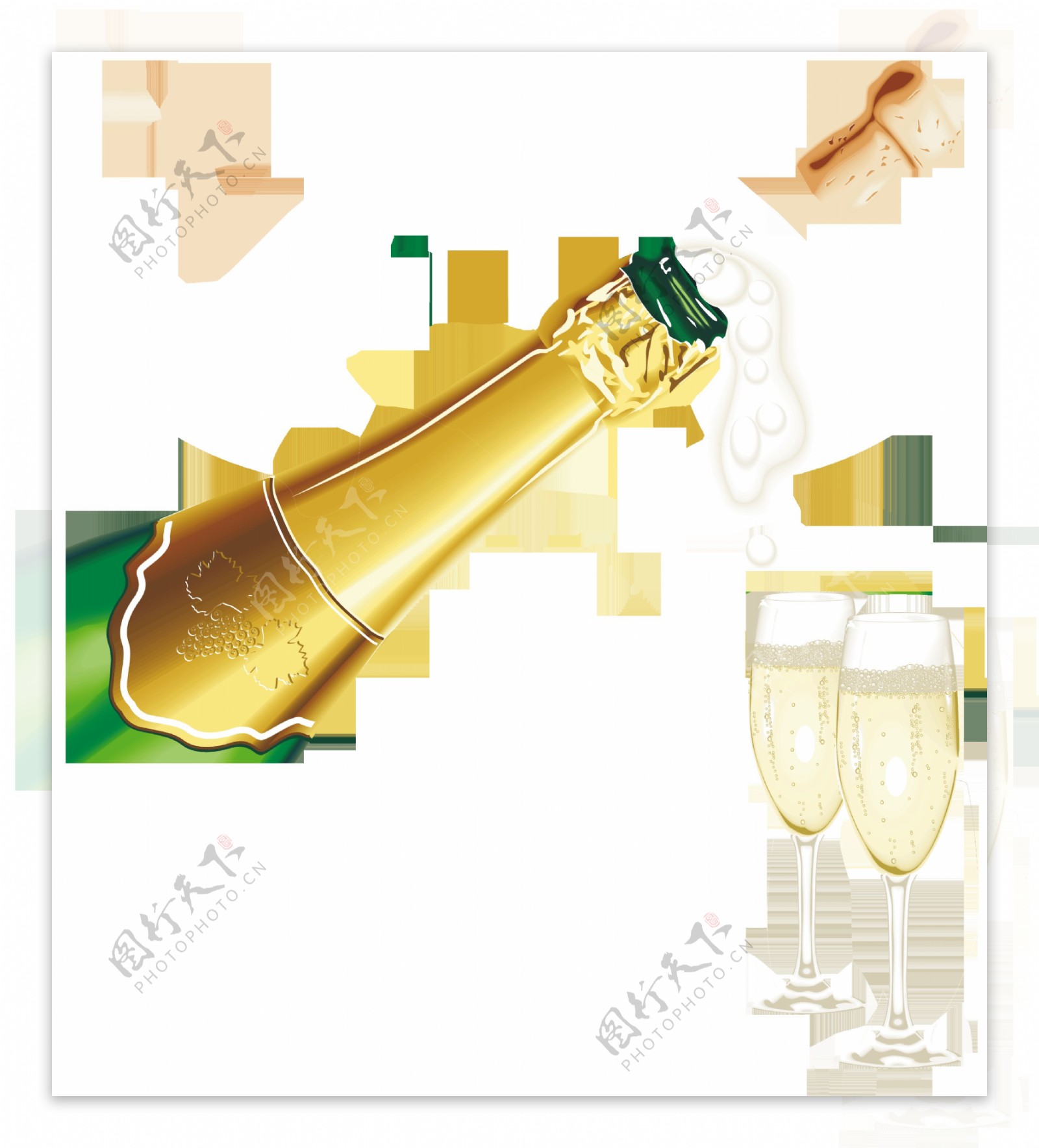 香槟酒酒杯免抠png透明图层素材