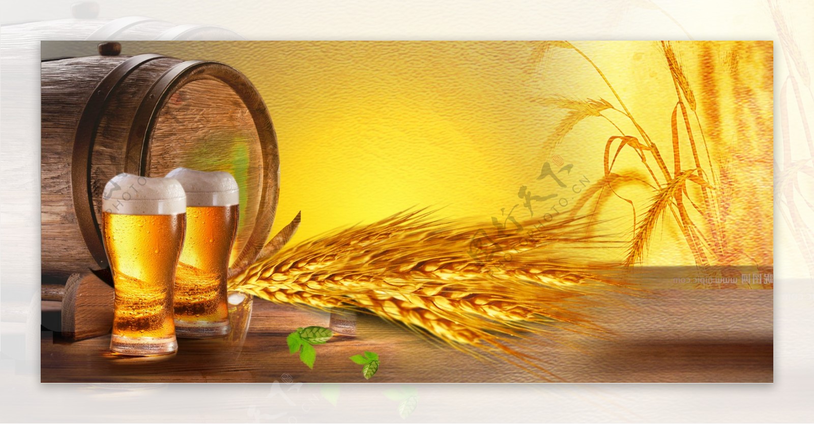 金色小麦啤酒banner背景素材