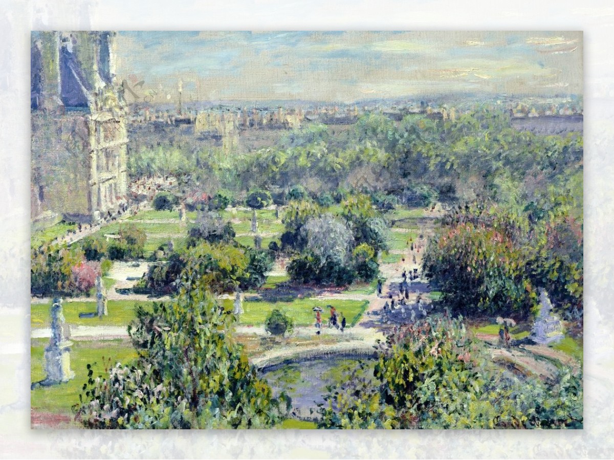 城堡花园彩色油画装饰画