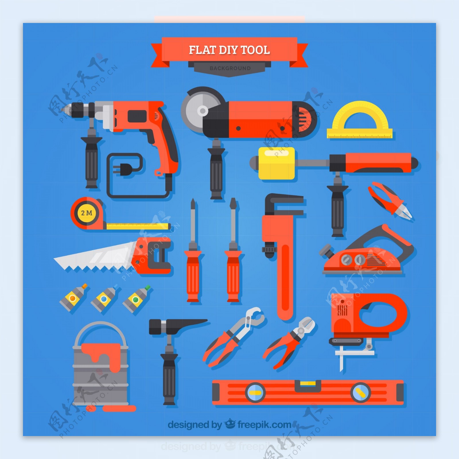 19款红色DIY工具设计矢量素材