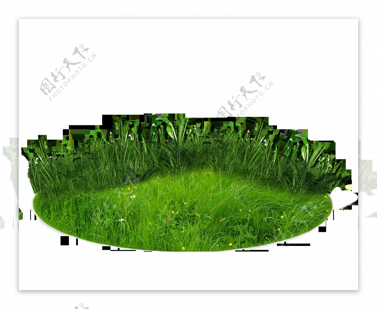 一块圆形草坪png元素素材