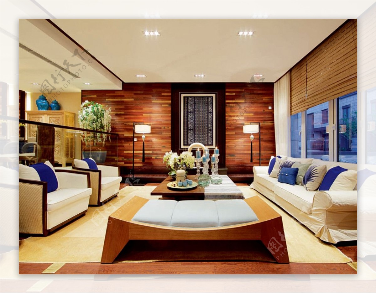 时尚新中式客厅沙发装修效果图