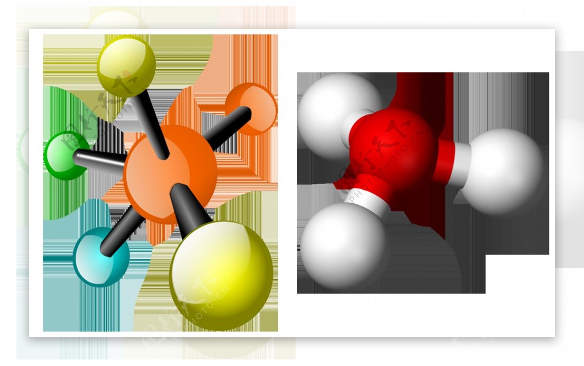 彩色三维分子模型免抠png透明图层素材