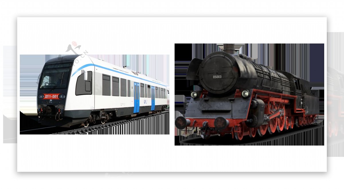两个时代的火车免抠png透明图层素材