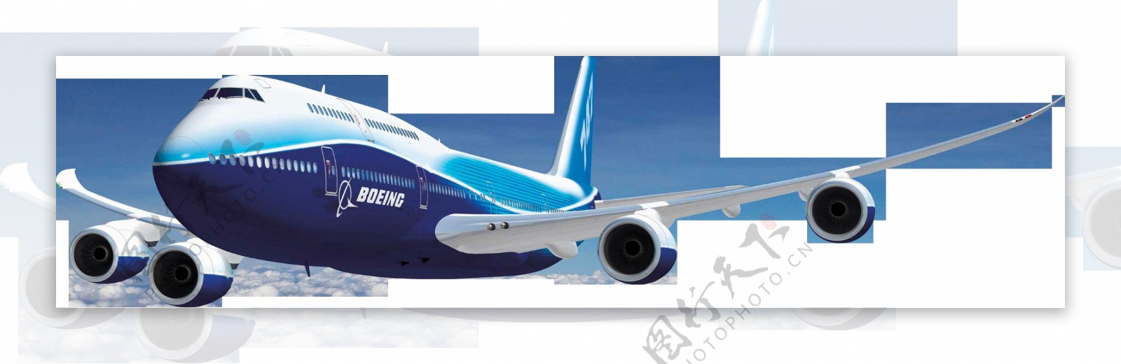 蓝色漂亮大飞机免抠png透明图层素材